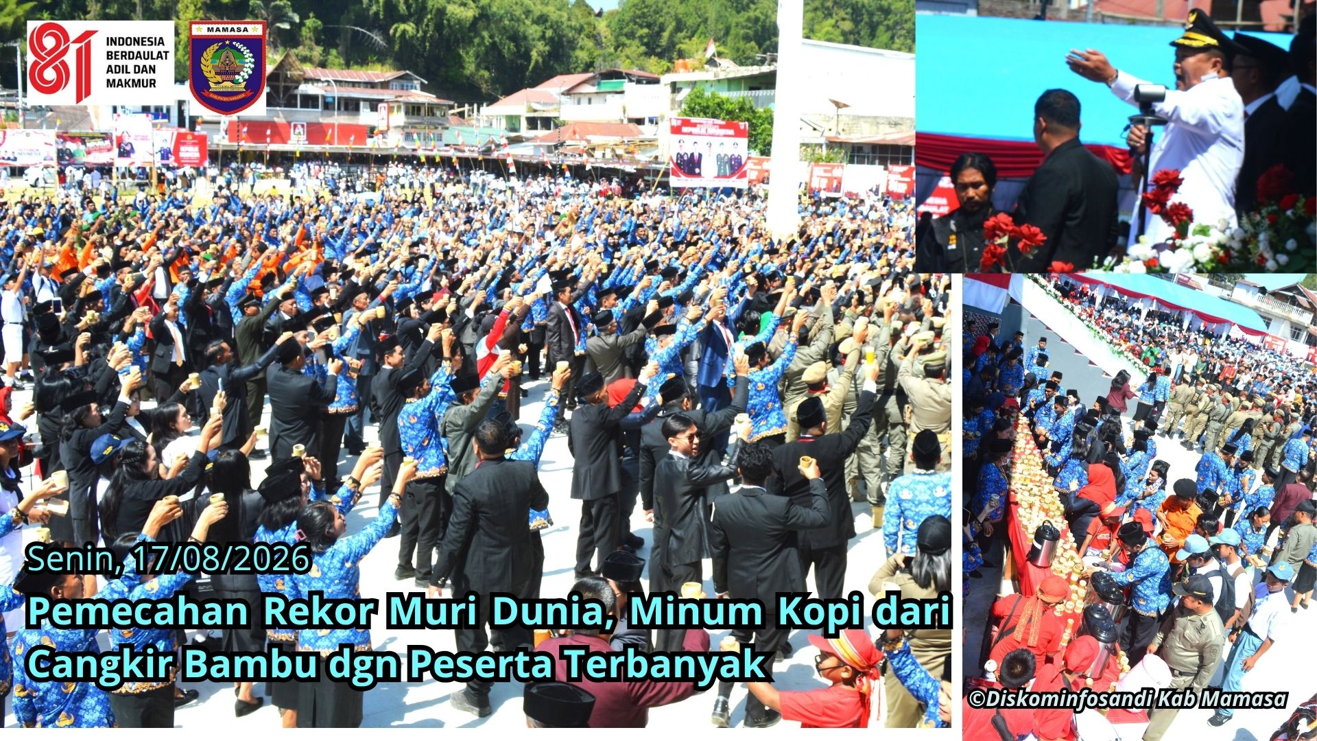 Momen HUT ke-81 RI, Masyarakat Mamasa Pecahkan Rekor Dunia Serup Kopi dari Cangkir Bambu